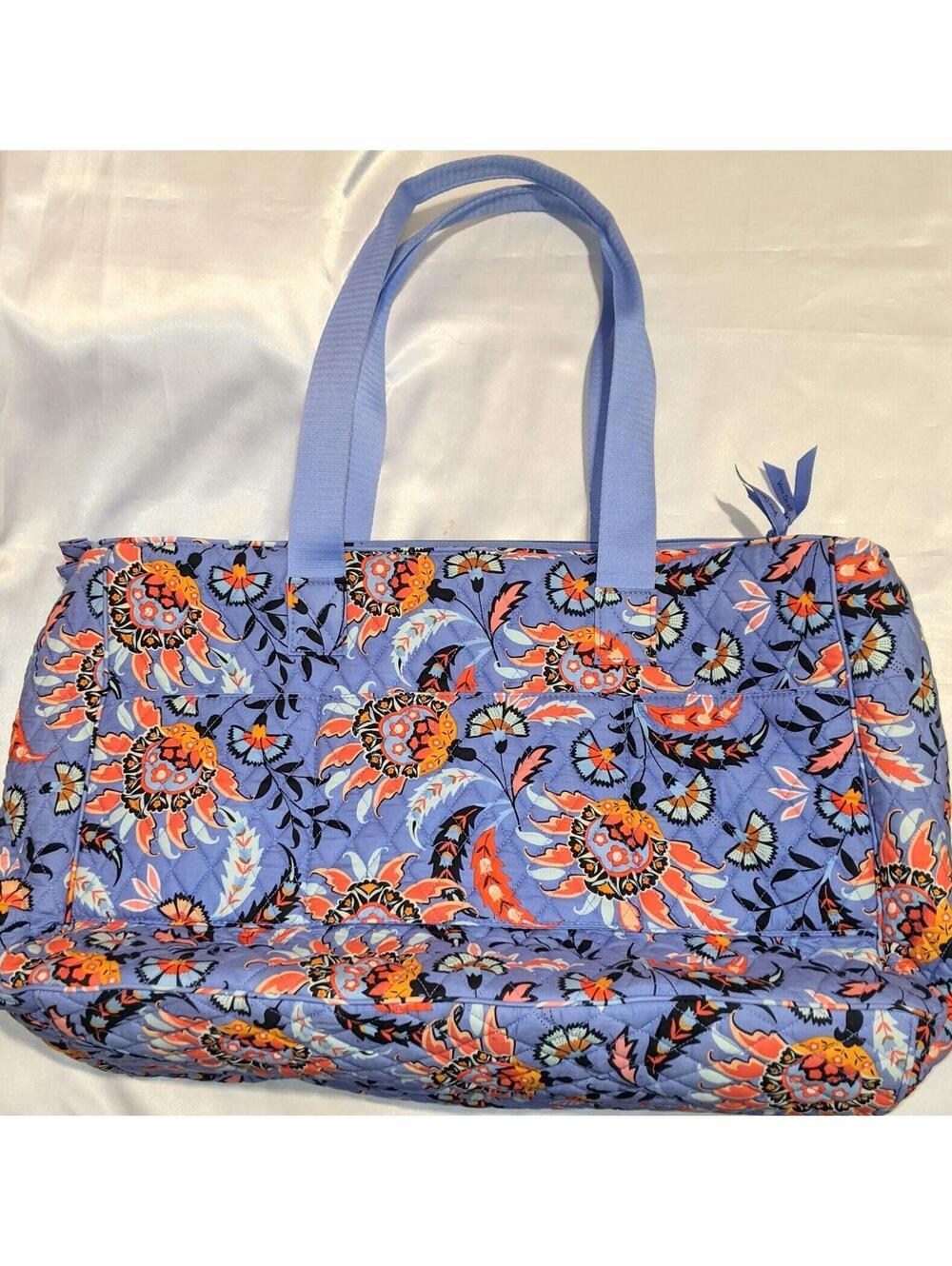 Vera Bradley Dual Compartment Travel Bag Tote in Mural Garden Floral Paisley EUC - Picture 2 of 13